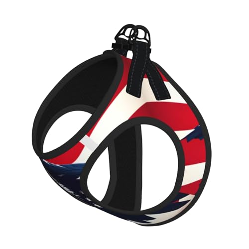 Hundegeschirr mit amerikanischer Flagge, Motiv: Fliege, Adler, reflektierend, Haustierweste, Welpengeschirr, Leine-Set, für Spaziergangstraining von XTYGETY