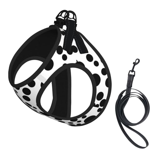 Hundegeschirr mit großem Punktemuster, reflektierend, für Spaziergänge, Training, Schwarz und Weiß von XTYGETY
