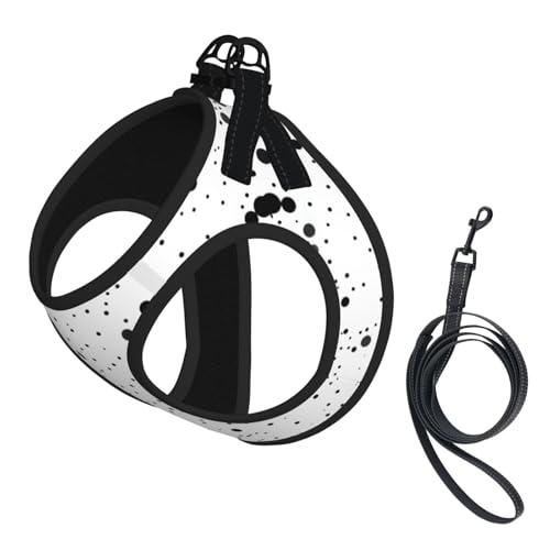 Hundegeschirr mit reflektierendem Punktemuster, Welpengeschirr, Leine, für Spaziergänge, Training, Schwarz und Weiß von XTYGETY