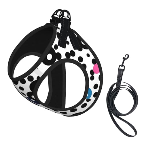 Hundegeschirr mit reflektierendem Punktemuster, Welpengeschirr, Leine, für Spaziergänge, Training, Weiß von XTYGETY