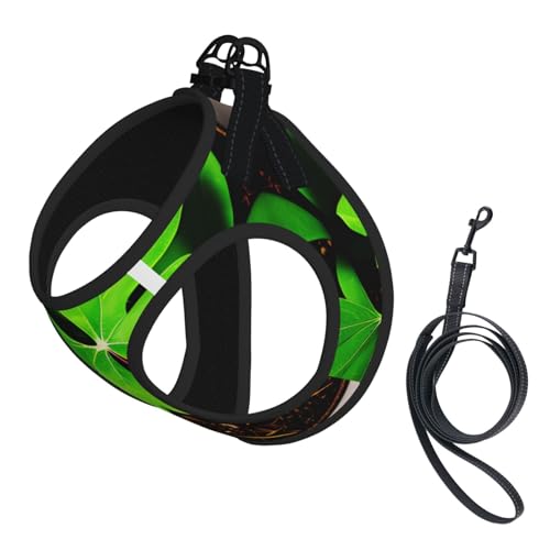 St Patricks Day Hundegeschirr mit Blätteraufdruck, reflektierend, Haustierweste, Welpengeschirr, Leine-Set, für Spaziergangstraining von XTYGETY