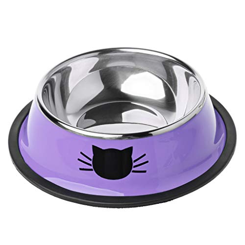 Thick Non-Slip Cat Dog Food Bowl Foods Utensils Single Stainless Steel Pet Bowls von XTYaa