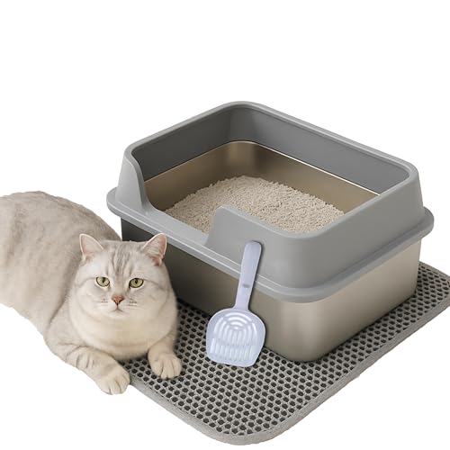 Katzenklo Halbgeschlossene Edelstahl (50x35x20cm), 20 L Fassungsvermögen Katzentoiletten von XUANHONG-TECH