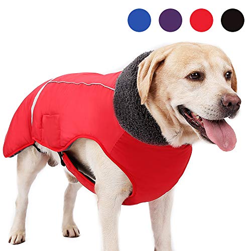 Hundemäntel für kaltes Wetter, warme Winterjacken für Hunde, reflektierende Weste, Retro-Stil, wasserdicht und winddicht für Hunde (Rot, Größe XL) von XUANNIAO