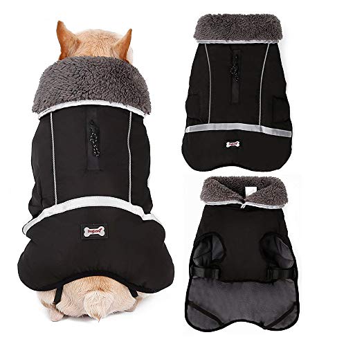 XUANNIAO Hundemäntel für kaltes Wetter, warme Winterjacken, reflektierende Weste, Retro-Stil, wasserdicht und winddicht für Hunde (Schwarz, S) von XUANNIAO