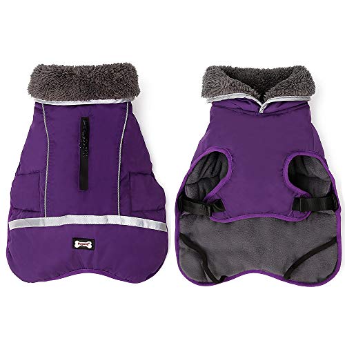 XUANNIAO Hundemäntel für kaltes Wetter, warme Winterjacken, reflektierende Weste, Retro-Stil, wasserdicht und winddicht für Hunde (Violett, Größe L) von XUANNIAO