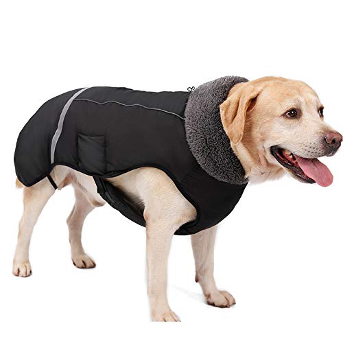 XUANNIAO Hundemantel für kaltes Wetter, warme Winterjacke, reflektierende Weste, Retro-Stil, wasserdicht und winddicht (Schwarz, Größe XXL) von XUANNIAO