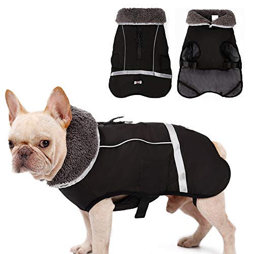 XUANNIAO Hundemantel für kaltes Wetter, warme Winterjacke, reflektierende Weste, Retro-Stil, wasserdicht und winddicht (Schwarz, XXX-Large) von XUANNIAO