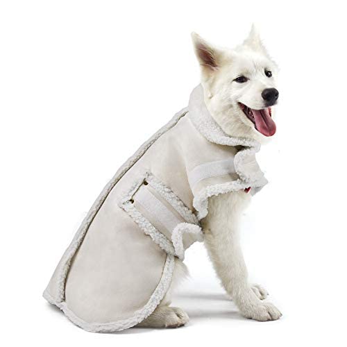 Hundejacke, Berber-Fleece, Winter, winddicht, warm, dick, Beige / Weiß, für mittelgroße und große Hunde Hundejacke, Berber-Fleece, Winter, winddicht, warm, dick, Beige / Weiß, für mittelgroße und große Hunde von XUANQIFC