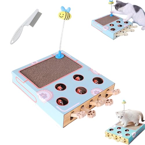 XUANXUANQZ Whack Attack Katzenspielzeug, Whack A Mole Für Katzen, Holzspielzeug Zum Krallenschleifen Und Entspannen, Für Die Unterhaltung Ihrer Haustiere (Mit Streuer) von XUANXUANQZ