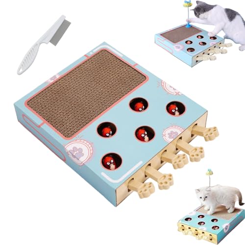 XUANXUANQZ Whack Attack Katzenspielzeug, Whack A Mole Für Katzen, Holzspielzeug Zum Krallenschleifen Und Entspannen, Für Die Unterhaltung Ihrer Haustiere (Ohne Streuer) von XUANXUANQZ