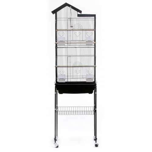 XUANYU Käfig für Vögel, massiv, Vogelkäfig, auf Fuß, Voliere, Vögel, Innen/Außen, Käfig, Vögel, für Wellensittiche, Kanarienvögel, Schwarz auf Rollen, 46 x 35,5 x 158,5 cm XUANYU Käfig für Vögel, massiv, Vogelkäfig, auf Fuß, Voliere, Vögel, Innen/Außen, Käfig, Vögel, für Wellensittiche, Kanarienvögel, Schwarz auf Rollen, 46 x 35,5 x 158,5 cm von XUANYU