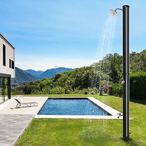 XUANYU Solardusche met 20 Liter Wasserbehälter, Solar Gartendusche max. 60°C mit Duschkopf und Wasserhahn, Höhen 215cm (20 Liter mit Wasserhahn) von XUANYU