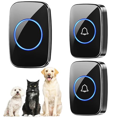 XUBX Doggie Türklingel Welpentraining Hundeglocken Toilettentraining, IP55 wasserdichte Touch-Tasten, 50 Melodien & 300 Meter Reichweite, Smart Buttons Hund Clicker, Kabellose Hundetürklingel, um nach von XUBX