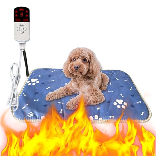XUBX Heizmatte für Hund Katze, 70 * 45cm Elektrisch Haustier Heizdecke, Timing & Temperatur Einstellbar Haustier Heizkissen Elektrisch, Wärmekissen, Wärmematte, Wärmeplatte für Hunde von XUBX