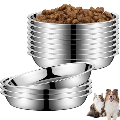 Edelstahl -Katzenschalen 12 -Stück Edelstahlschalen 6x1 Zoll rund umfangreiche kleine Edelstahlschale mit flachen Metallmischschalen für kleine Hunde und Katzen oder Mahlzeitenzubereiten, K von XUEYEGONGJI