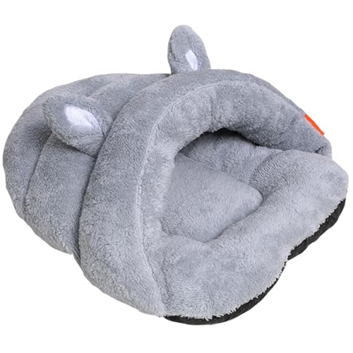 XUEYEGONGJI Haustierbett, Katze Schlafsack mit Ohren, Plüschkatze Höhlenbett M, Hundebett grau, Schlafsack für kleine Hund, Hundehöhle Bett XUEYEGONGJI Haustierbett, Katze Schlafsack mit Ohren, Plüschkatze Höhlenbett M, Hundebett grau, Schlafsack für kleine Hund, Hundehöhle Bett von XUEYEGONGJI