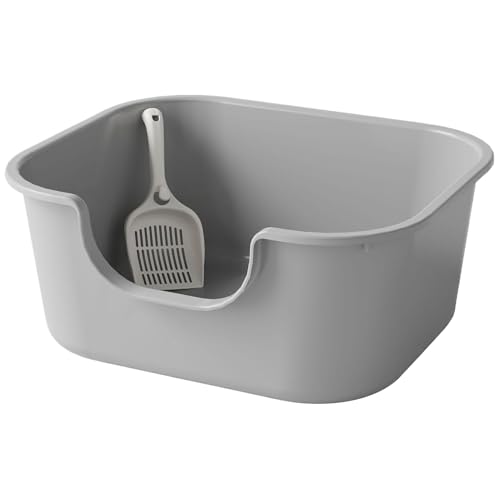 Hochseitige Katzentoilette, 8x18.5x16 Anti -Spritzer -Open -Top -Katzentoilette mit Schaufel, schlankem und einfachem praktischem PP -Plastik -Katzenbecken für den Gebrauch von Zuhause oder im Freien von XUEYEGONGJI
