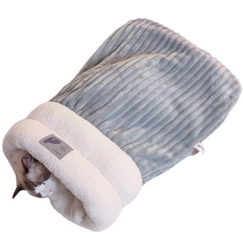 Katze Schlafsack, warmes Katzenbett mit Abdeckung, weicher gemütlicher Hundeschlafsack, Haustierhöhlenbett für und Winter, 17, 7 x 21, 3 Zoll, Höhle von XUEYEGONGJI