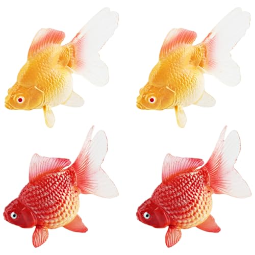 XUEYEGONGJI 4pcs gefälschte Goldfische, künstliches Aquarium Plastikfischmodell Realistisch bewegende gelbe und rotgoldfische schwimmende Fischtankdekorationen, falsch von XUEYEGONGJI