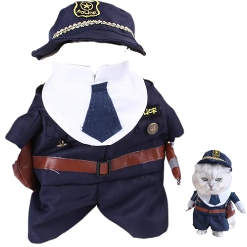 XUEYEGONGJI Haustier Halloween Kostüm süße lustige Hundetoliepolizeikostüm Polyester Katzenpolizeikostüm beinhaltet Anzug und Hut dekorative Haustierkostüme XUEYEGONGJI Haustier Halloween Kostüm süße lustige Hundetoliepolizeikostüm Polyester Katzenpolizeikostüm beinhaltet Anzug und Hut dekorative Haustierkostüme von XUEYEGONGJI