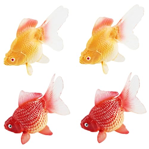 XUEYEGONGJI Künstlicher Fisch, 4pcs gefälschte Goldfische, Aquarium -Kunststofffischmodell, realistische Goldfische Tankdekoration von XUEYEGONGJI