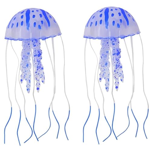 XUEYEGONGJI Quallenfischtankdekorationen, 2pcs Fischtankdekorationen, Simulationsquallendekor, Silikonverzier für Aquarium XUEYEGONGJI Quallenfischtankdekorationen, 2pcs Fischtankdekorationen, Simulationsquallendekor, Silikonverzier für Aquarium von XUEYEGONGJI