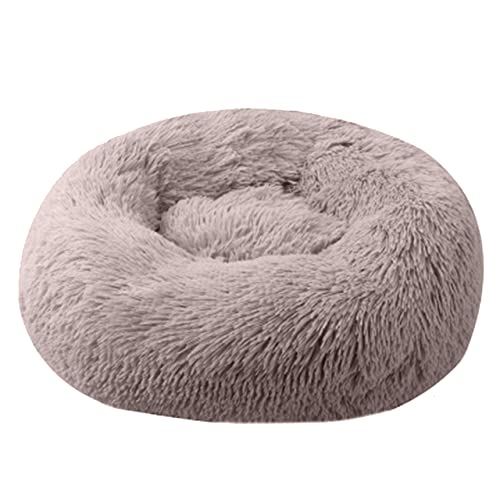 Flauschiges Hundebett Weicher Runder Hund Lange Plüschhütte Für Hunde Waschbar Welpen Katzenbett Kissen Winter Warm Sofa Haus Zubehör-beigebraun,XL Durchmesser 80cm,Russische Föderation von XUFXEUT