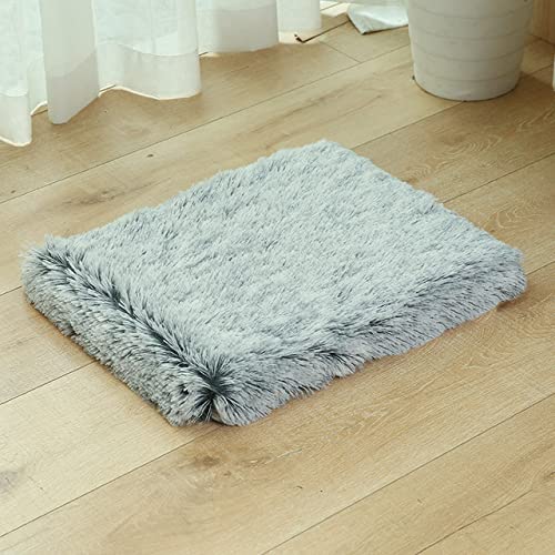 Großes orthopädisches Hundebett Weiches Plüschtier Matratze Memory Foam Sofa mit abnehmbarem waschbarem Bezug Mattenkissen für große Katzenhunde-grau,L(75x50x6cm) von XUFXEUT
