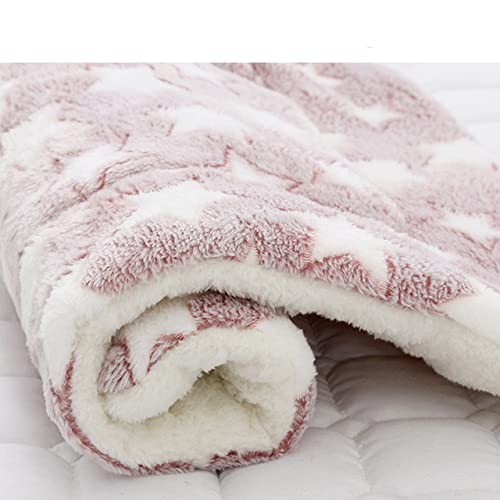 Haustierdecke Hundebett Katzenmatte Weichkorallen-Fleece Winter verdicken warme Schlafbetten für kleine mittelgroße Hunde Katzen Heimtierbedarf-Rosa-Sterne,S(34X27cm) von XUFXEUT