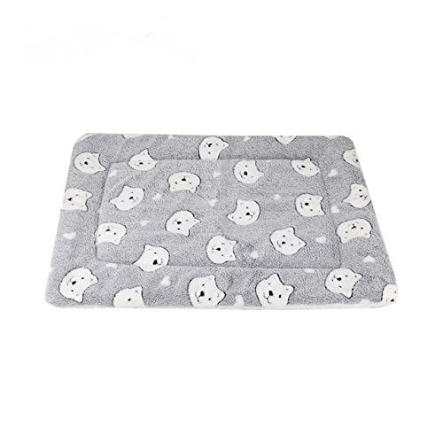 Hundematte aus weichem Plüsch Katzendecke Haustierunterlage für kleine mittelgroße Hunde Katzenkissenbett Tragbar waschbar Warmhaltende Schlafdecke-Grau mit Bär,S 49x32cm von XUFXEUT