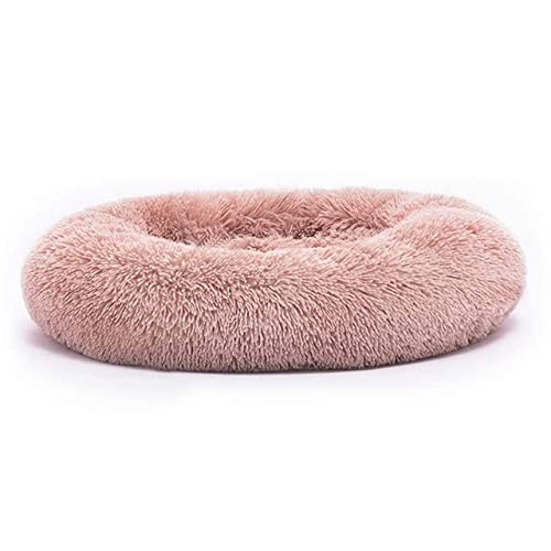 Super weiches Haustierbett Zwinger Hund runde Katze Winter Warmer Schlafsack Plüsch Welpen Kissen Pad tragbare Katzenzubehör 50/60cm-Rosa,50CM,Frankreich von XUFXEUT