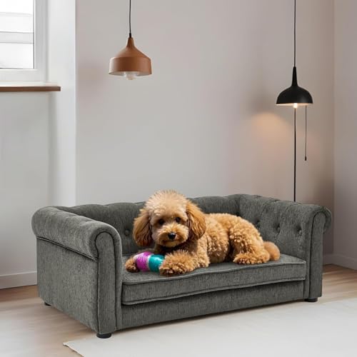 Hundesofa für große Hunde bis zu 27,2 kg, 78,7 cm breit, Memory-Schaum, Hundesofa mit chemisch reinigbarem Stoff, erhöhtes Hunde-Couch-Bett mit Beinen, 99,1 cm Außenkantenlänge, Hundemöbel für Hundesofa für große Hunde bis zu 27,2 kg, 78,7 cm breit, Memory-Schaum, Hundesofa mit chemisch reinigbarem Stoff, erhöhtes Hunde-Couch-Bett mit Beinen, 99,1 cm Außenkantenlänge, Hundemöbel für von XUNGSUN