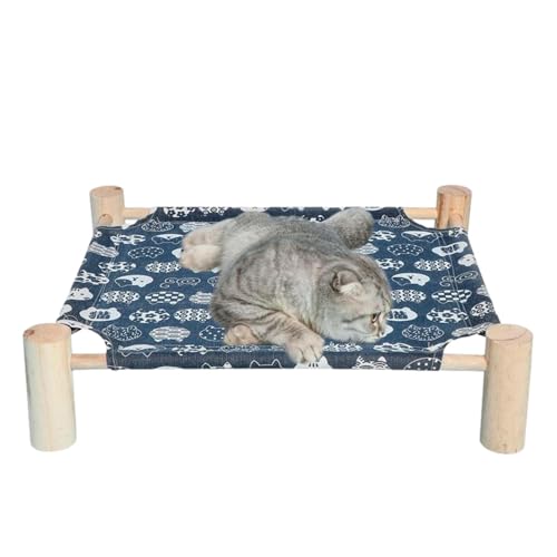 XUQEAYWD Erhöhte Haustierbett, 53x48cm Tragbares Katzenbett Und Hundebett Erhöht Sommer Waschbares Atmungsaktives Rutschfestes Holzbetts Für Katzen von XUQEAYWD