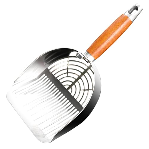 XUQEAYWD Katzenstreu Schaufel, Edelstahlstreu -Schaufel - Pooper Scooper Cat Box Scoop mit Holzgriff | Poop Sifting Tool wiederverwendbarer Kätzchen Pooper Lifter für Haustiergeschäfte XUQEAYWD Katzenstreu Schaufel, Edelstahlstreu -Schaufel - Pooper Scooper Cat Box Scoop mit Holzgriff | Poop Sifting Tool wiederverwendbarer Kätzchen Pooper Lifter für Haustiergeschäfte von XUQEAYWD