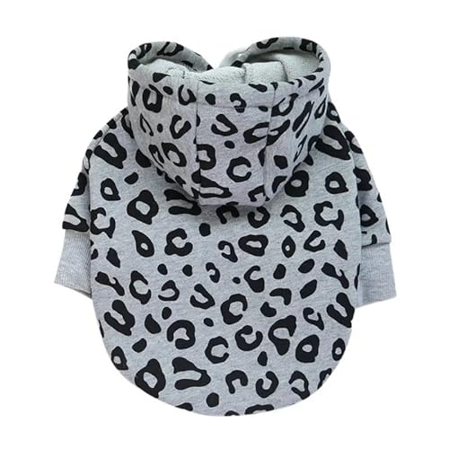 XUTCEKOUYR Hunde-Kapuzenpullover mit Leopardenmuster, warme Winterkleidung for Haustiere, Hundemantel mit Leopardenmuster, Wintermantel for Haustiere und leichte Haustierkleidung(Black,L) von XUTCEKOUYR