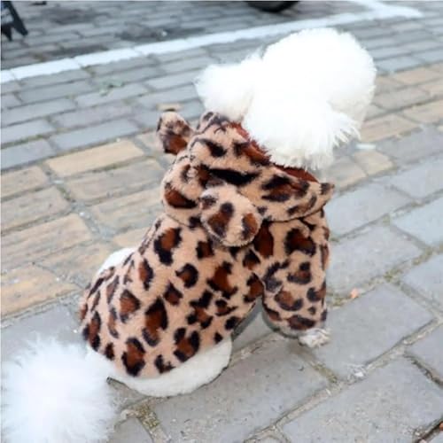 XUTCEKOUYR Hunde-Kapuzenpullover mit Leopardenmuster, warme Winterkleidung for Haustiere, Hundemantel mit Leopardenmuster, Wintermantel for Haustiere und leichte Haustierkleidung(Coffee,XXL) von XUTCEKOUYR