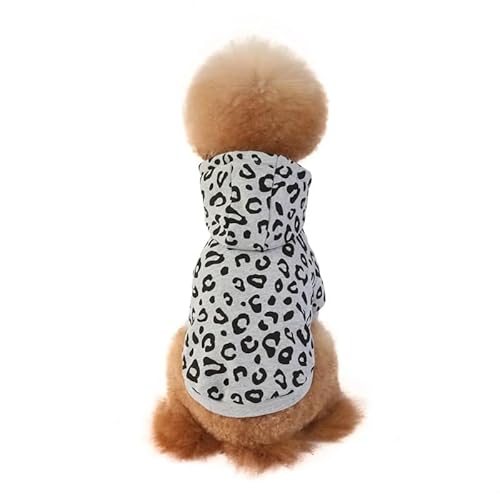 XUTCEKOUYR Hunde-Kapuzenpullover mit Leopardenmuster, warme Winterkleidung for Haustiere, Hundemantel mit Leopardenmuster, Wintermantel for Haustiere und leichte Haustierkleidung(Gray,L) von XUTCEKOUYR