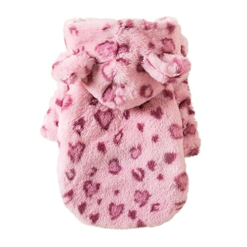 XUTCEKOUYR Hunde-Kapuzenpullover mit Leopardenmuster, warme Winterkleidung for Haustiere, Hundemantel mit Leopardenmuster, Wintermantel for Haustiere und leichte Haustierkleidung(Pink,M) von XUTCEKOUYR