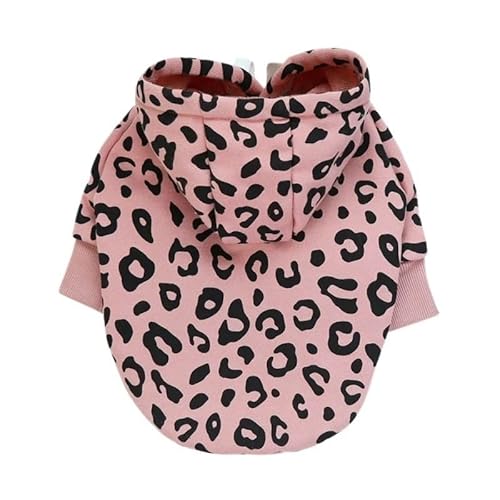 XUTCEKOUYR Hunde-Kapuzenpullover mit Leopardenmuster, warme Winterkleidung for Haustiere, Hundemantel mit Leopardenmuster, Wintermantel for Haustiere und leichte Haustierkleidung(Pink,M) von XUTCEKOUYR