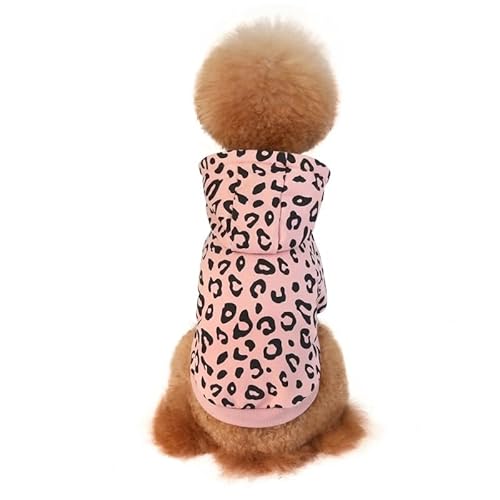 XUTCEKOUYR Hunde-Kapuzenpullover mit Leopardenmuster, warme Winterkleidung for Haustiere, Hundemantel mit Leopardenmuster, Wintermantel for Haustiere und leichte Haustierkleidung(Pink,XL) von XUTCEKOUYR