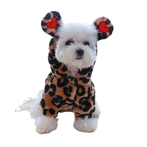 XUTCEKOUYR Hunde-Kapuzenpullover mit Leopardenmuster, warme Winterkleidung for Haustiere, Hundemantel mit Leopardenmuster, Wintermantel for Haustiere und leichte Haustierkleidung(XS) von XUTCEKOUYR