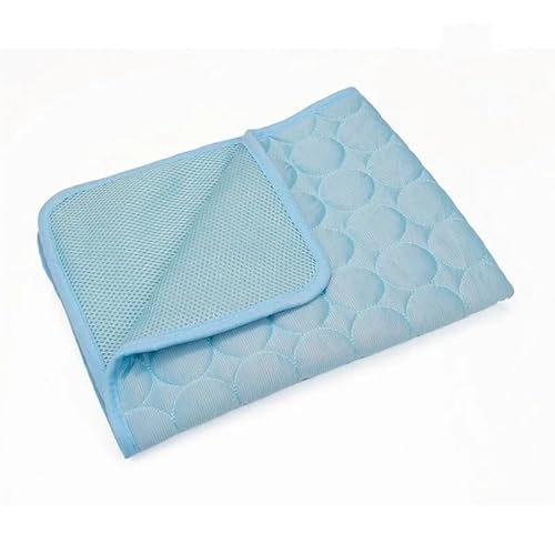 XUTCEKOUYR Ice Silk Cooling Pad for Dogs Summer Self Cooling Mat, Portable Kennel Bed, Non-Slip Breathable Pet Cool Pad Small Medium Cats(Light Blue,M 62x50 cm) von XUTCEKOUYR