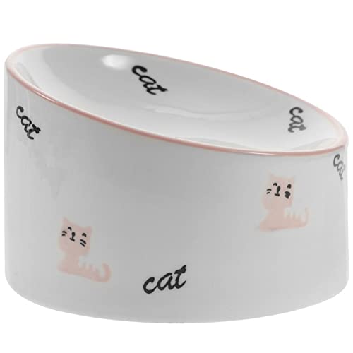 Katzennapf, geneigter Keramik-Katzennapf, erhöhter Futternapf for Katzen, Anti-Erbrechen-Haustiernapf for Katzen, kleine Hunde von XUUFAERR