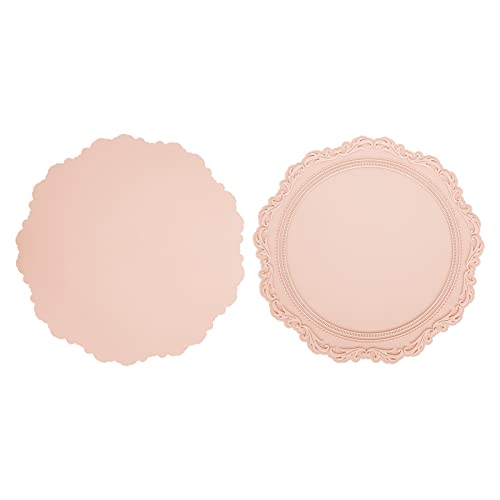 XUXHOU Silikon-Placemat-geprägte Isolierung Verdickte Runde Matte für Häusliche Küche wasserdichte Hitzebeständige für Familien Lebensmittel-Grade Esstischdekoration (PINK) von XUXHOU