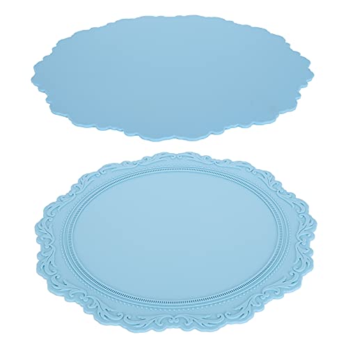 XUXHOU Silikon-Placemat-geprägte Isolierung Verdickte Runde Matte für Häusliche Küche wasserdichte Hitzebeständige für Familien Lebensmittel-Grade Esstischdekoration (hellblau) von XUXHOU