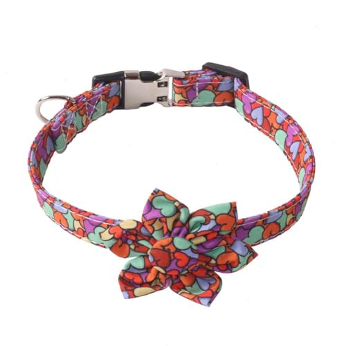 Hundehalsband zum Valentinstag mit Blume – Bunte Herzen, Welpenhalsband, verstellbar, Bequeme Hundehalsbänder aus Baumwolle für Mädchen, Haustierhalsbänder für kleine, mittelgroße und große Hundehalsband zum Valentinstag mit Blume – Bunte Herzen, Welpenhalsband, verstellbar, Bequeme Hundehalsbänder aus Baumwolle für Mädchen, Haustierhalsbänder für kleine, mittelgroße und große von XUXN