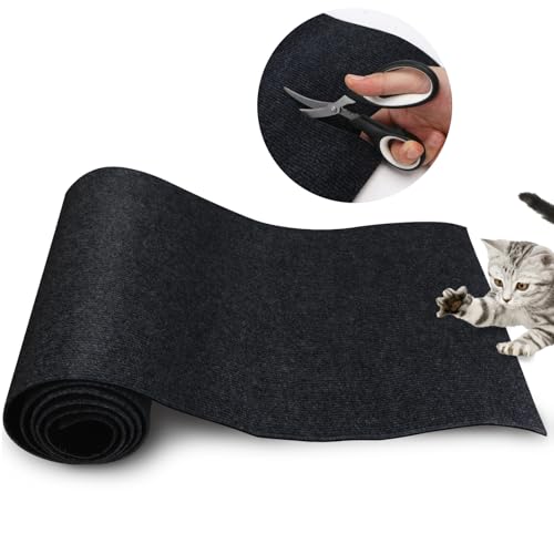 XUYEDOGLSH Kratzmatte für Katzen, zuschneidbar, selbstklebend, dekoratives Katzenbaumregal, Katzenwand, Katzenkratzbaum, Katzen-Couch-Schutz, 199,9 x 40,1 cm, Schwarz von XUYEDOGLSH