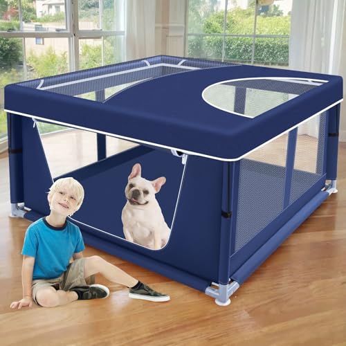 42x42x25,6 Zoll Welpenlaufstall mit Abdeckung, Hunde-Laufstall für Welpen oder kleine Hunde, Hundezaun Haustier-Laufstall für drinnen und draußen, stabiler Sicherheitshundgehege mit verdicktem Stoff, von XVISHX