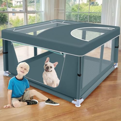 42x42x26 Zoll Welpenlaufstall mit Abdeckung, Hunde-Laufstall für Welpen oder kleine Hunde, Haustier-Laufstall für drinnen & draußen, Stabiler DogPen mit verdicktem Stoff, hochfestes 42x42x26 Zoll Welpenlaufstall mit Abdeckung, Hunde-Laufstall für Welpen oder kleine Hunde, Haustier-Laufstall für drinnen & draußen, Stabiler DogPen mit verdicktem Stoff, hochfestes von XVISHX